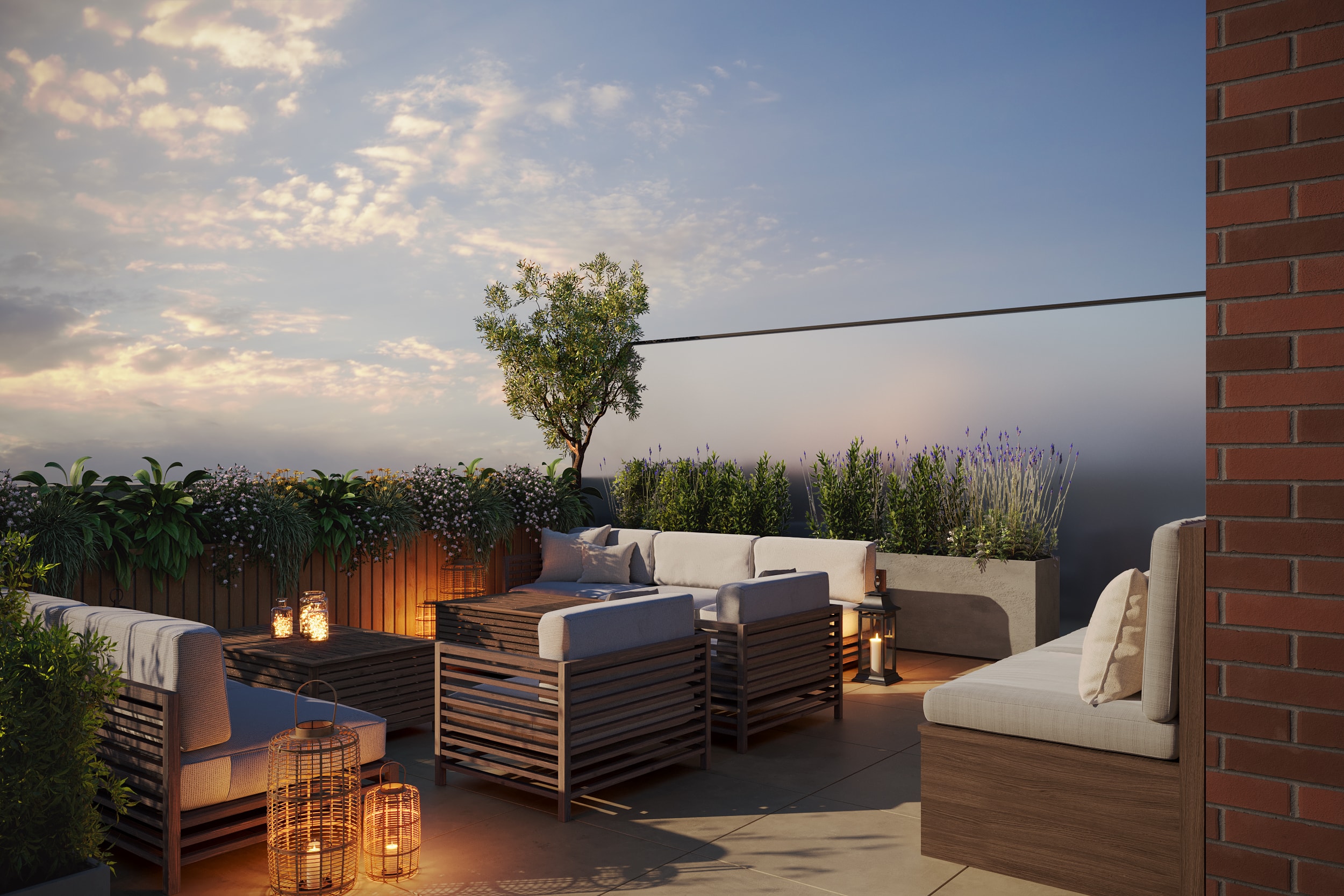 Rooftop patio — select units